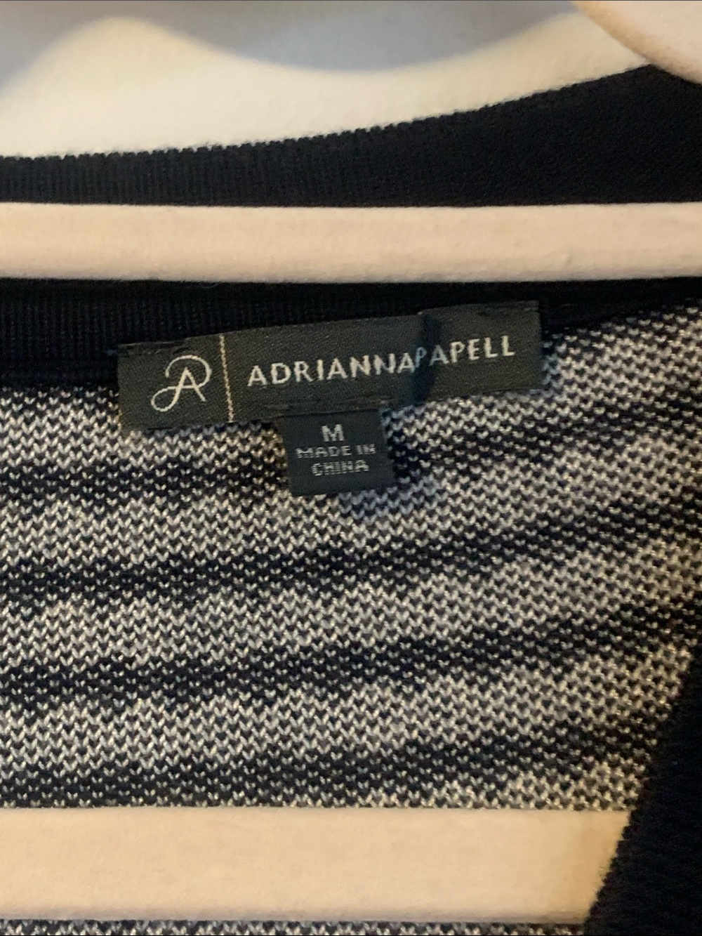 Adrianna Papell Navy and White V‑Neck Button Front Cardigan - Picture 2 of 5